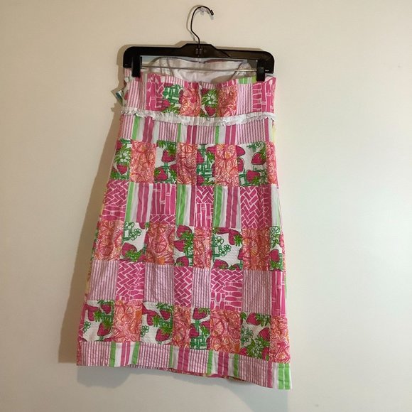 Lilly Pulitzer pink multicolor strapless dress with lining size 6 - Picture 4 of 8
